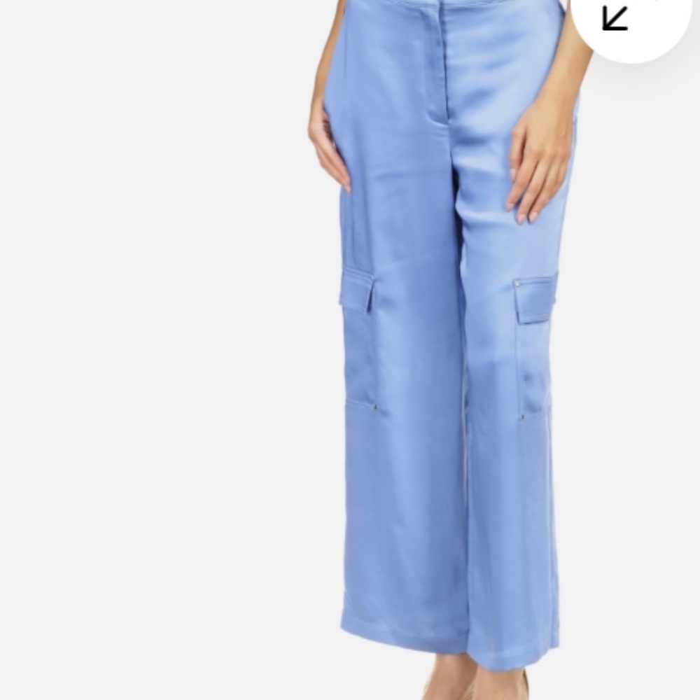 Michael Kors pants Women's Solid Satin Cargo Zippered Pants Blueberry size XL